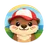 Cute flat cartoon raccoon face avatar icon with friendly expression for reviews section